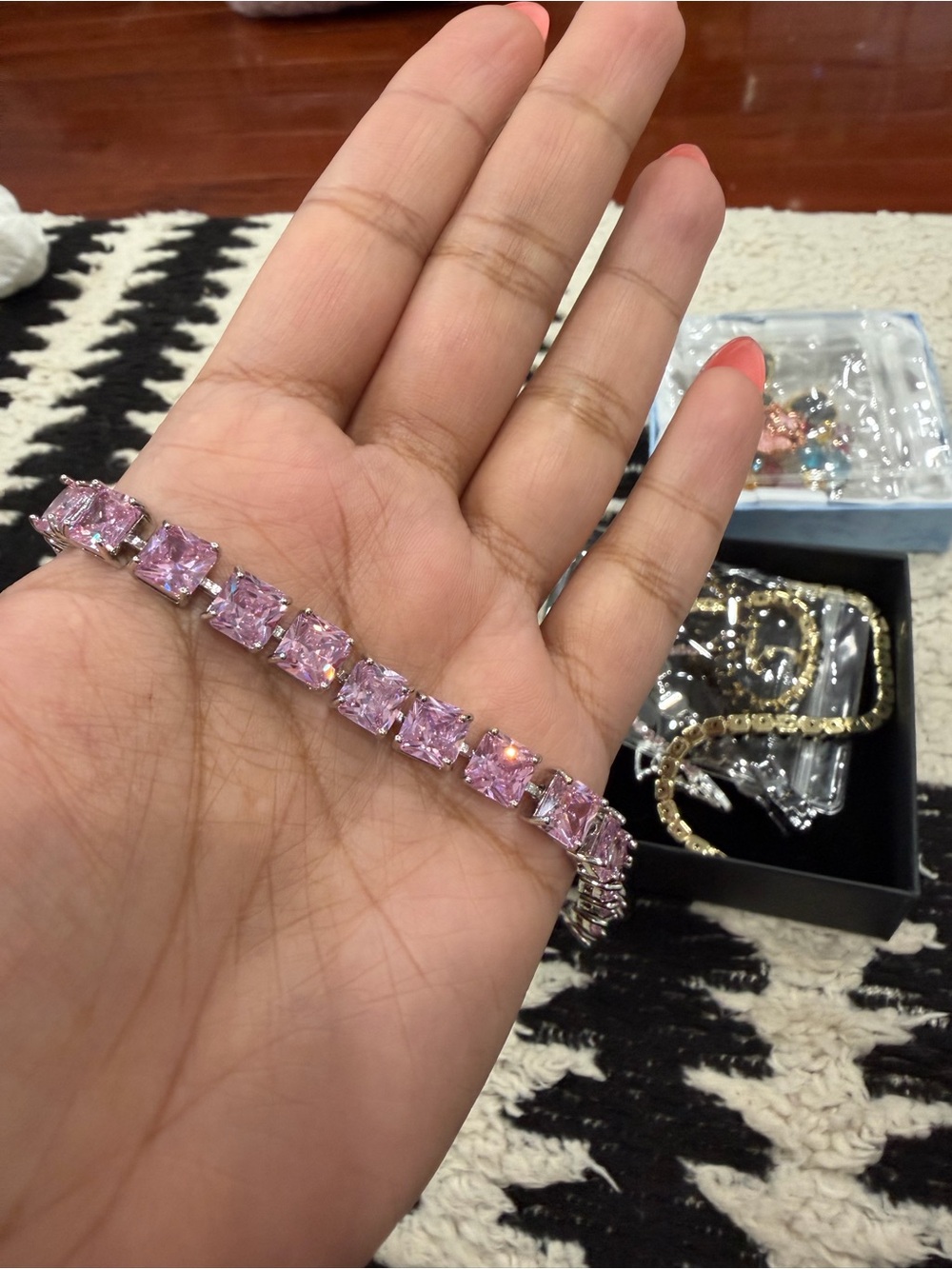Pink Cubic Zirconia Tennis Bracelet - Women Jewelry